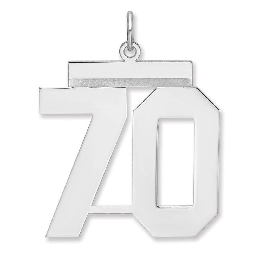 Sterling Silver, Athletic Collection, XL Polished Number 70 Pendant